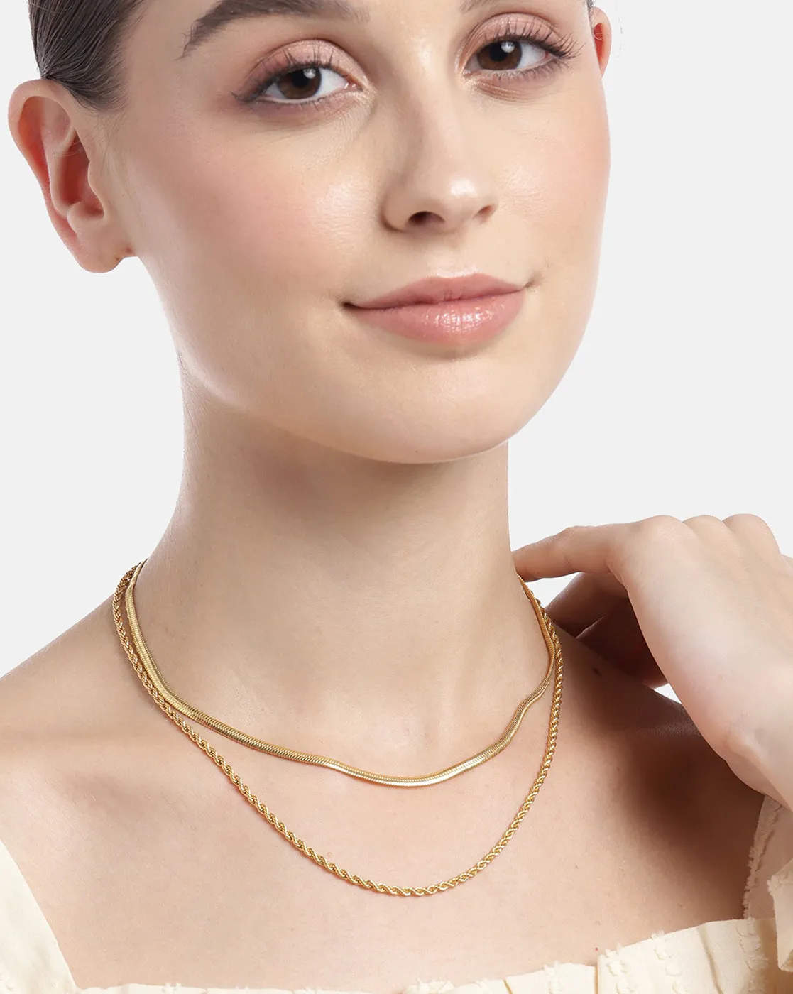 18Kt Gold Plated Layered Necklace For Women