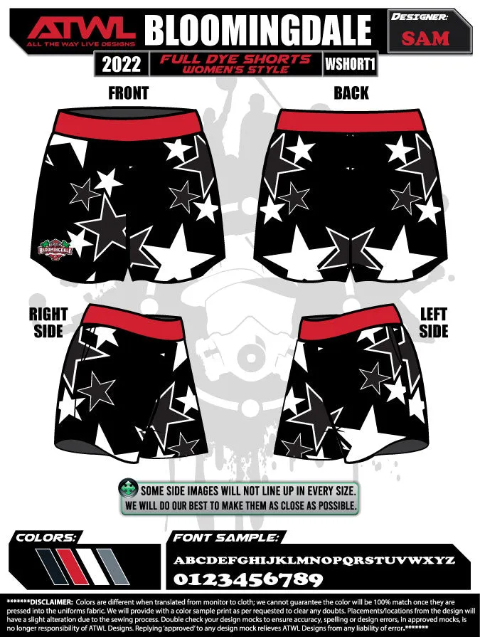 2022 Bloomingdale All stars full dye  Black womens shorts