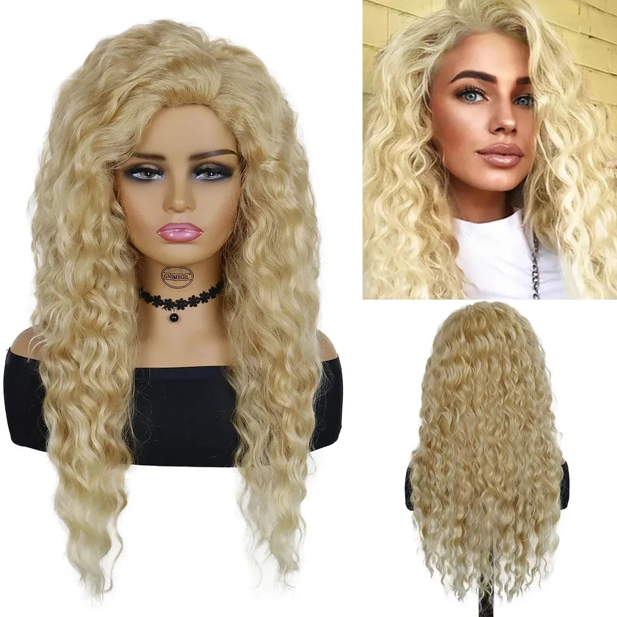 26 inches Long Hair Wigs for Women Synthetic Fiber Curly Brown Mix Blonde Wig Natural Female Halloween Carnival Party