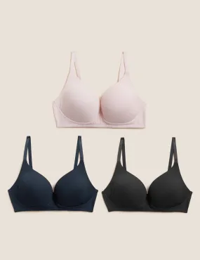 3pk Non Wired Plunge T-Shirt Bras A-E