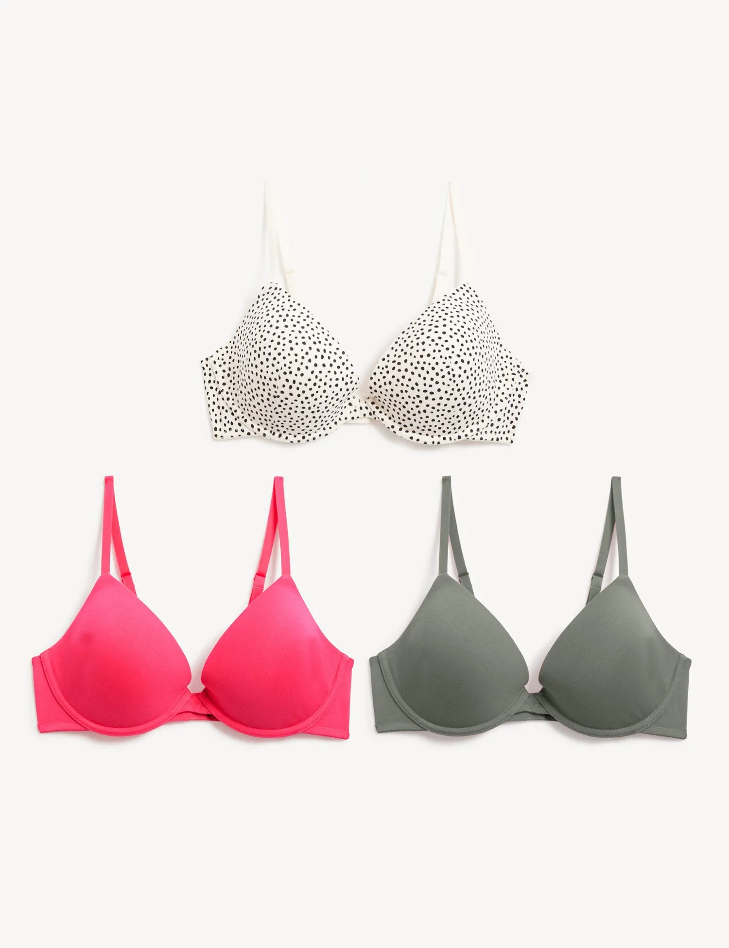 3pk Wired Plunge T-Shirt Bras A-E