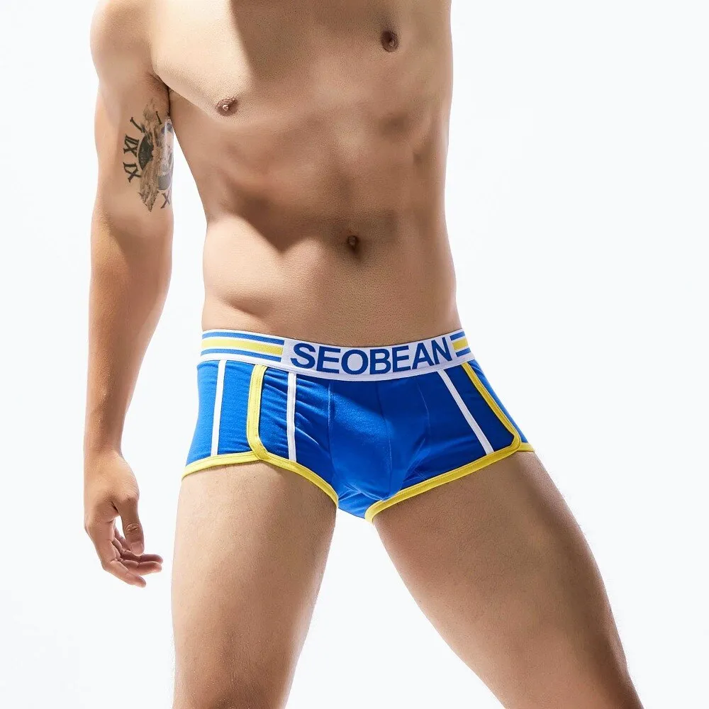 6 colors Cotton Printed Fashion Transparent Men's Boxer Underpants