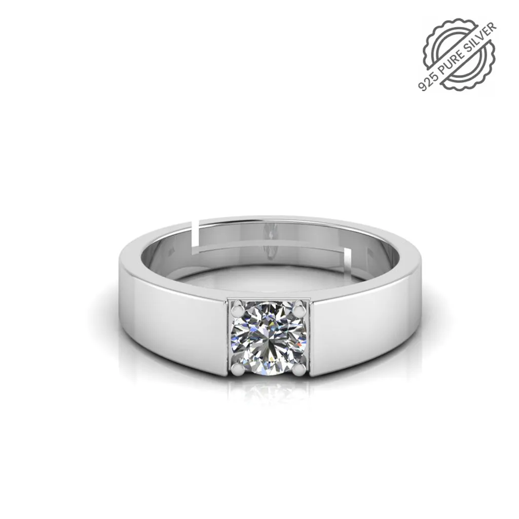 925 Sterling Silver solitaire diamond Ring for Men