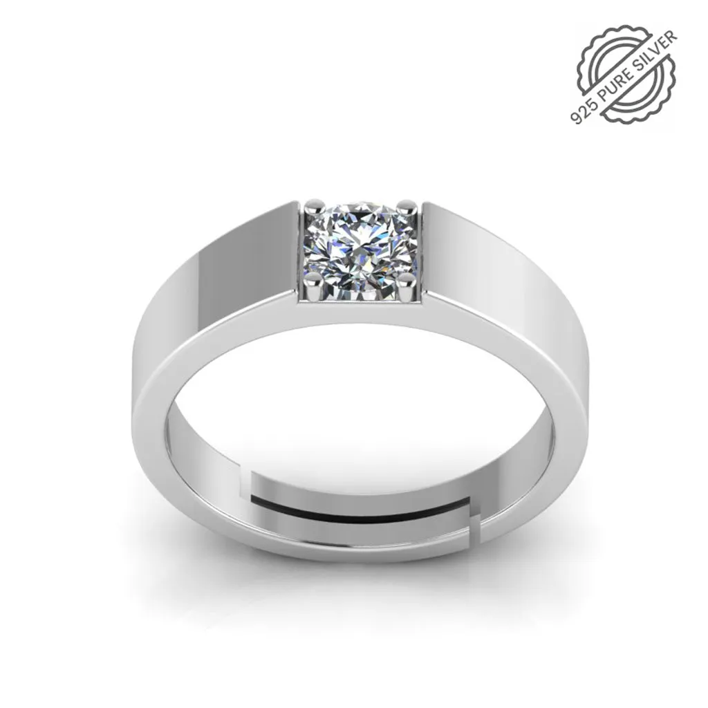 925 Sterling Silver solitaire diamond Ring for Men