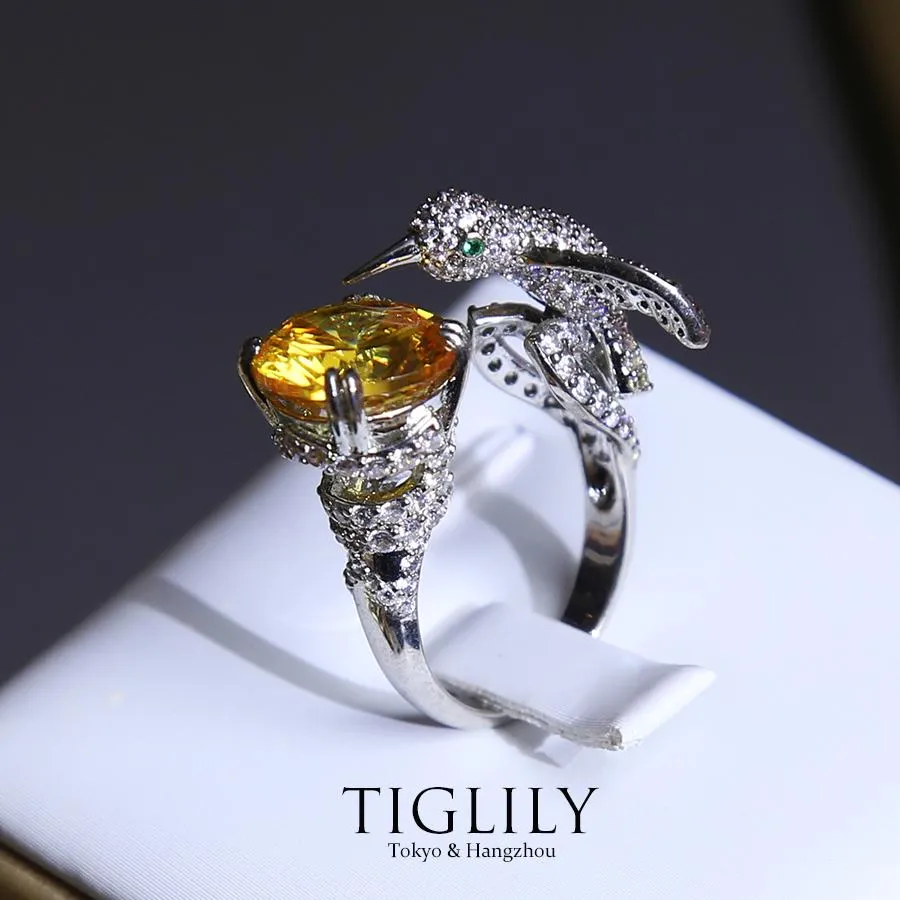 AAA Grade Zirconia Diamond Ring Bird for Women