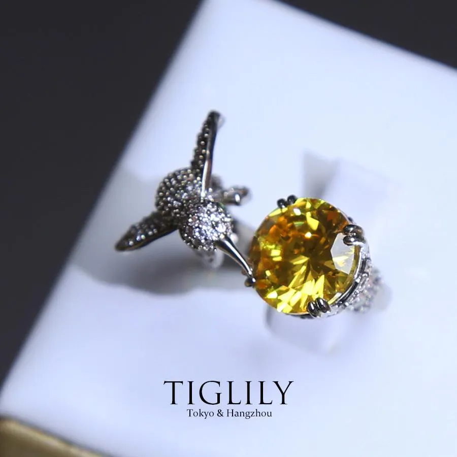 AAA Grade Zirconia Diamond Ring Bird for Women