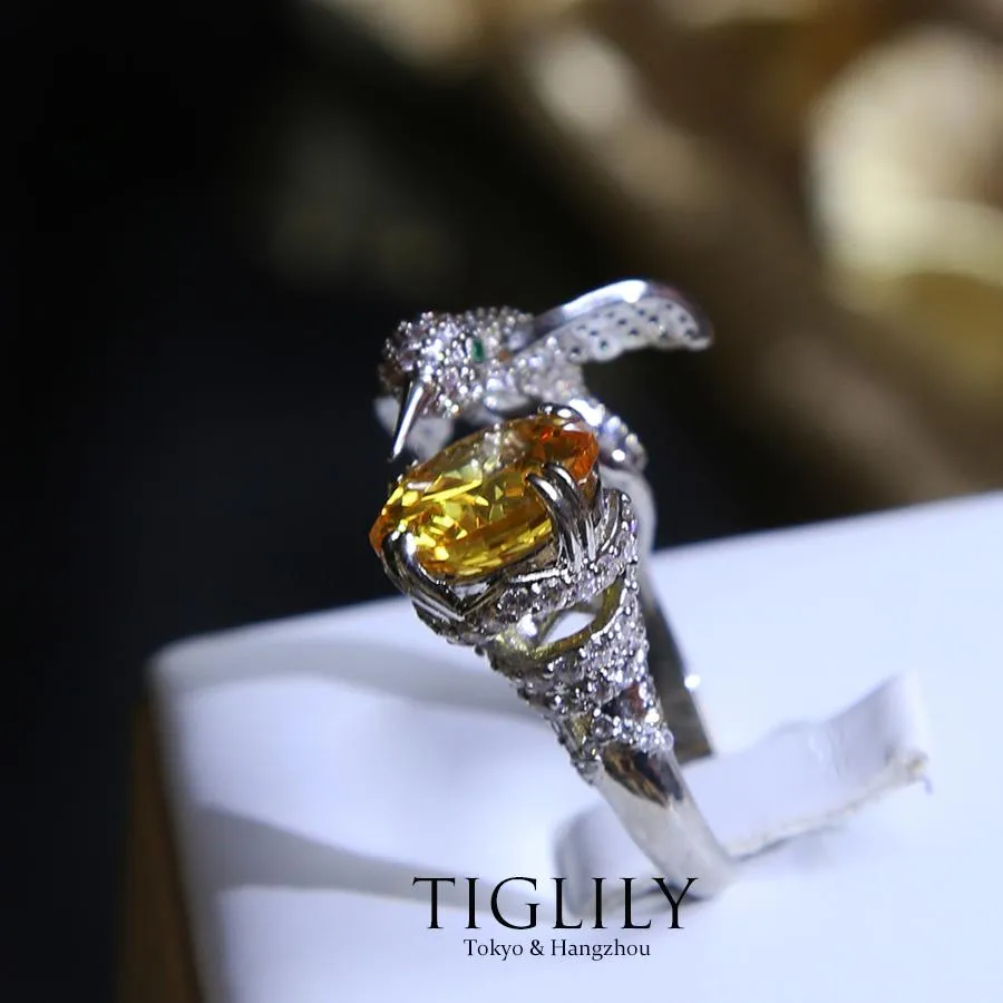 AAA Grade Zirconia Diamond Ring Bird for Women