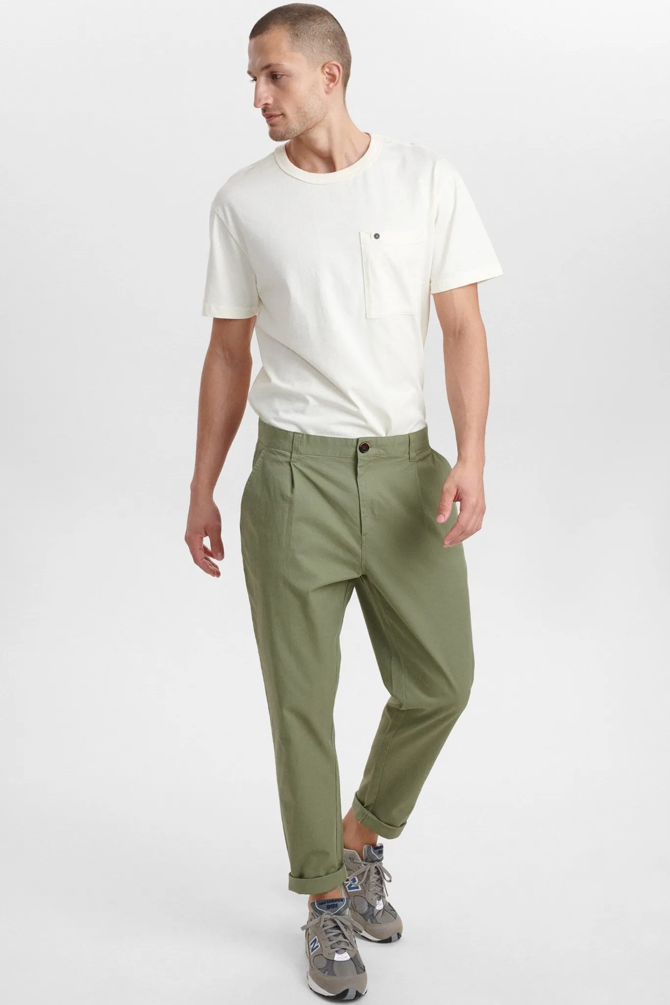 AKJULIUS COTTON PLEAT PANT - Olivine