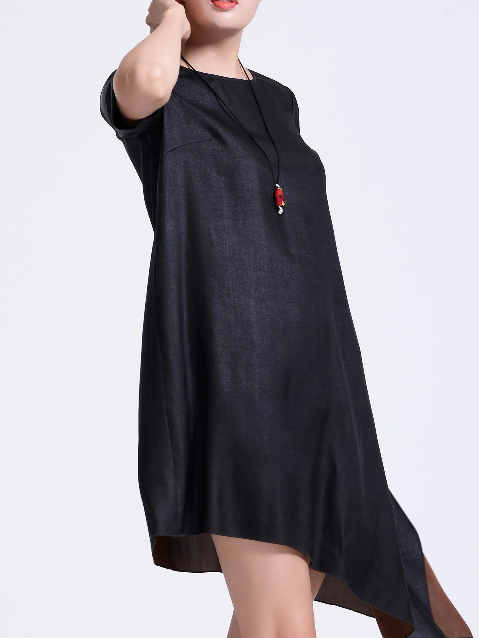 Asymmetirc Stretch- Gambiered Guangdong Silk Dress