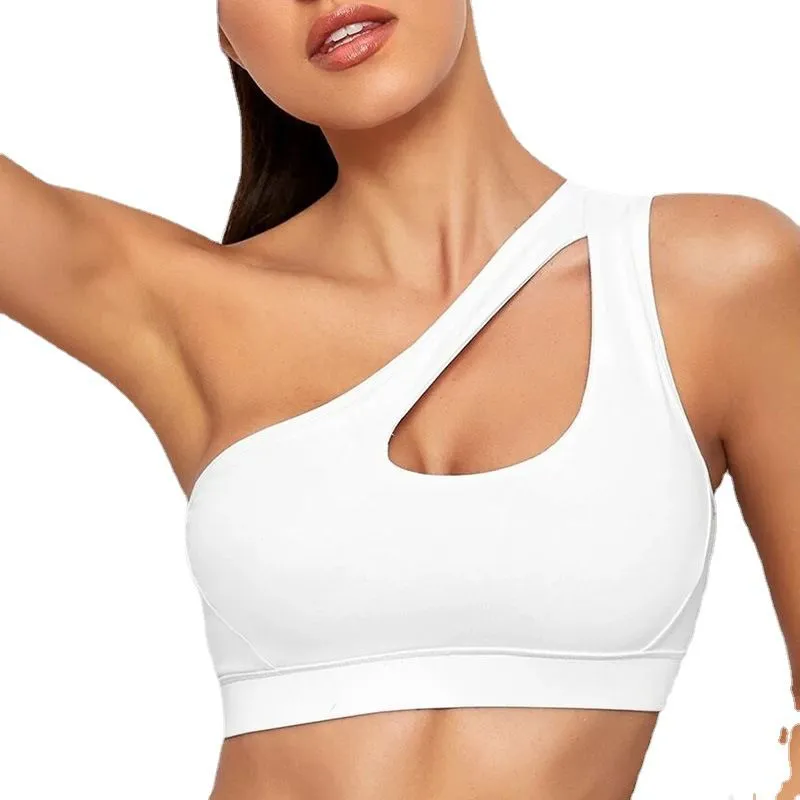 Athletic One Shoulder Yoga Bras Push Up Sports Shockproof Workout Gym Top