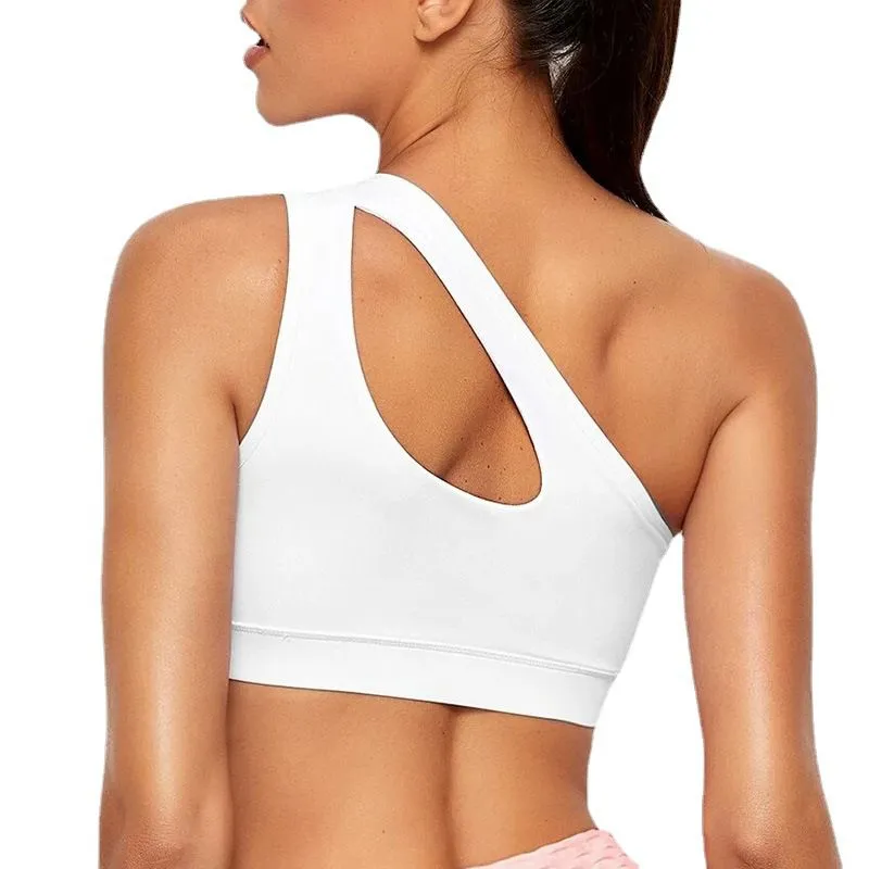 Athletic One Shoulder Yoga Bras Push Up Sports Shockproof Workout Gym Top