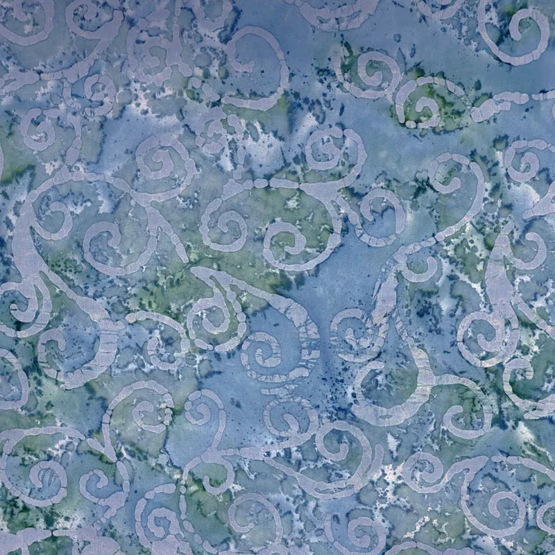 Batik Cotton - Swirls - Blue Grey