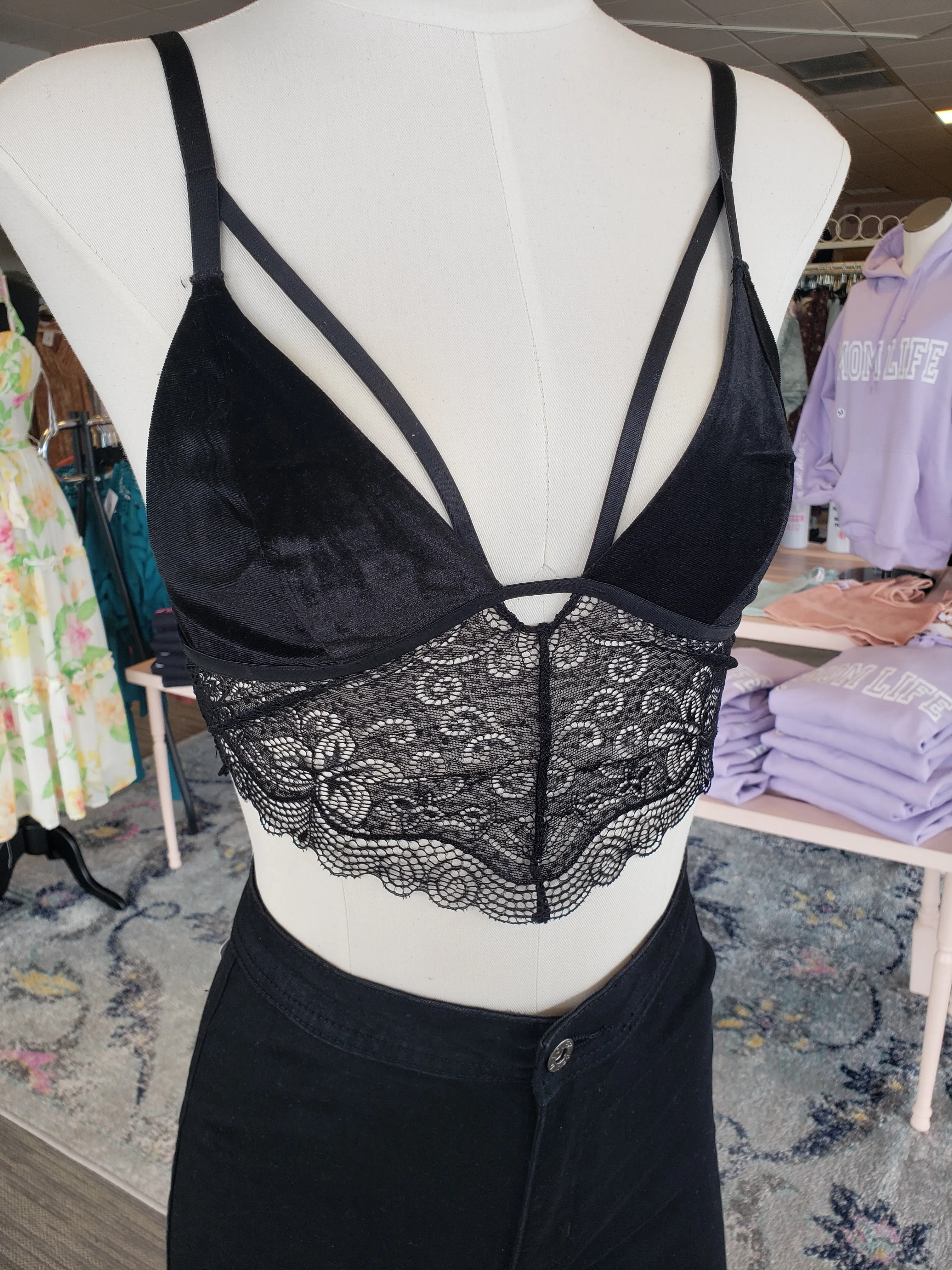 Black Velvet Lace Bralette