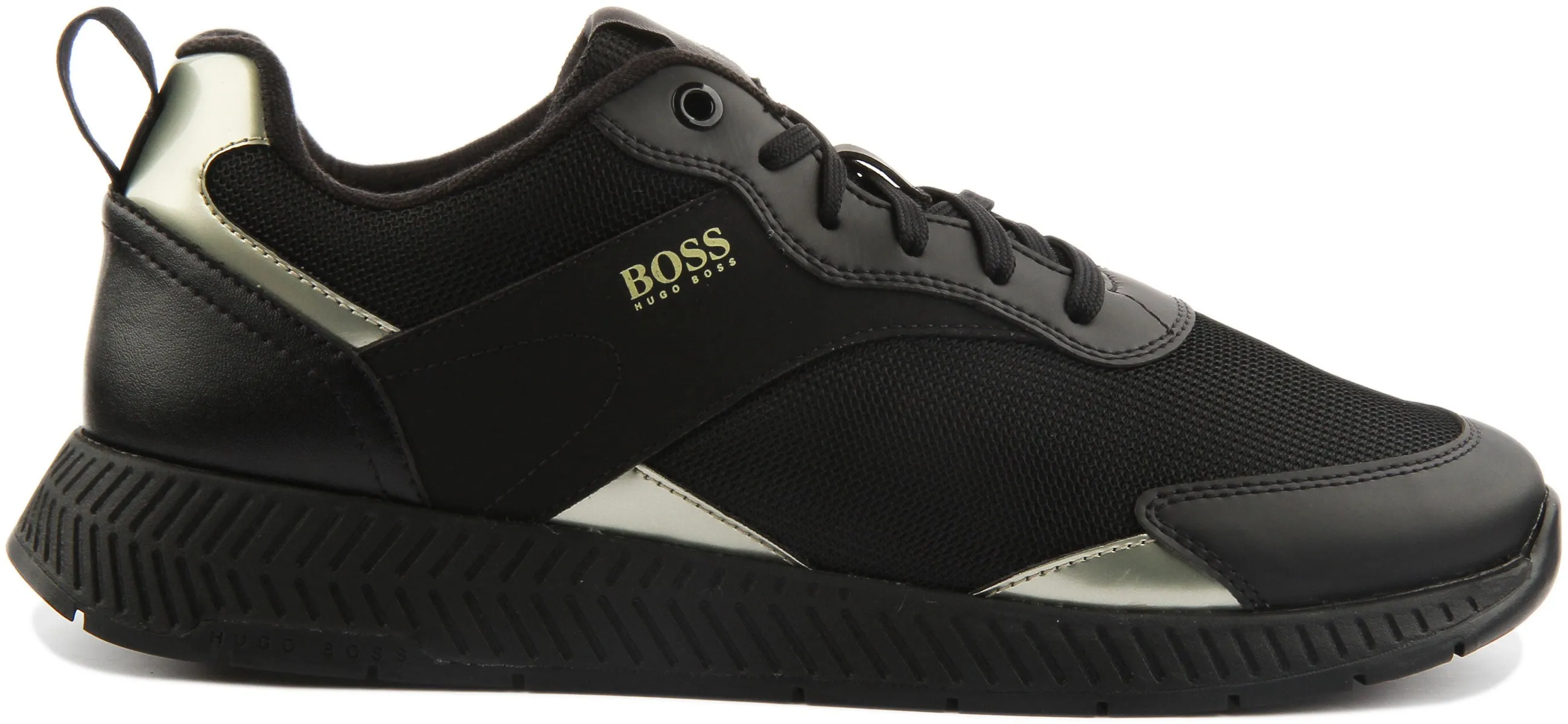 Boss Titanium Trainers In Black Gold For Men