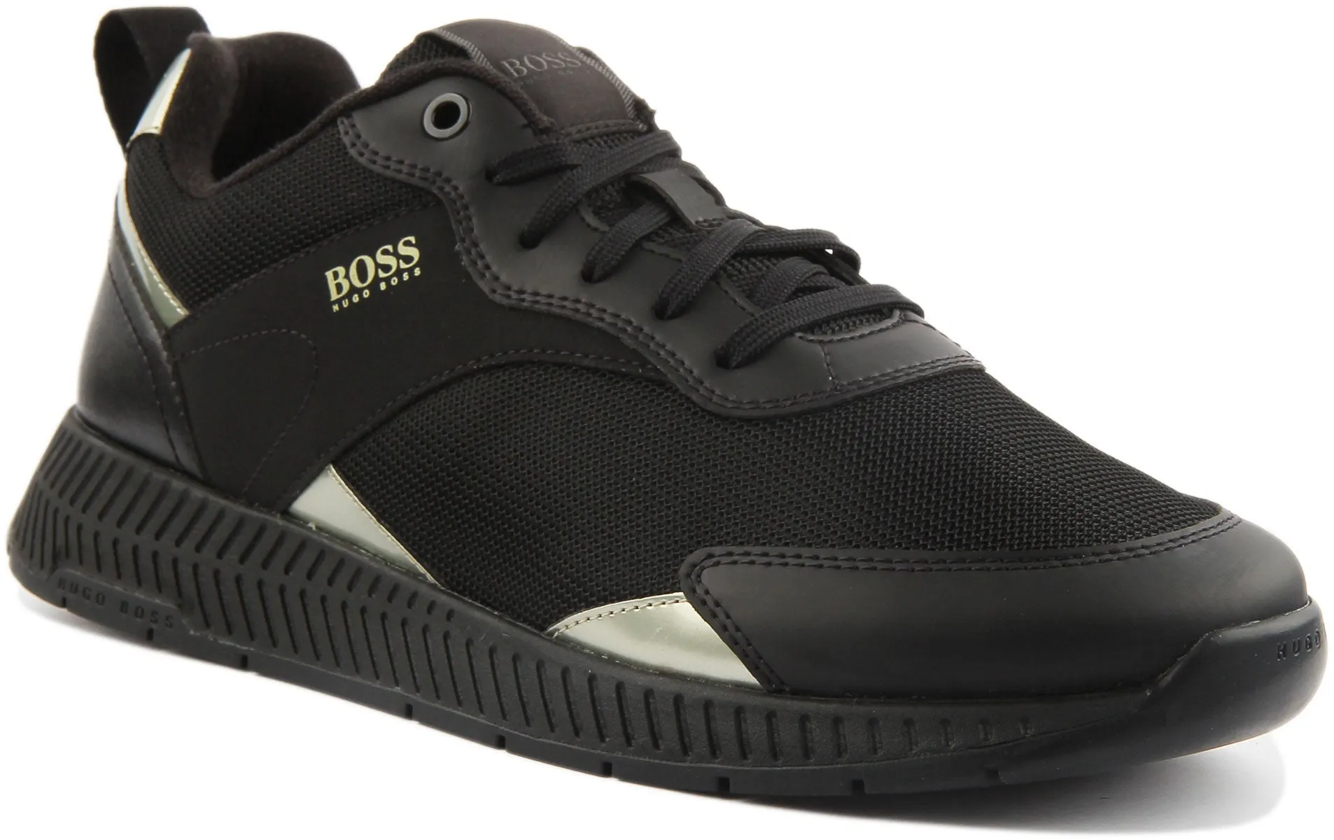 Boss Titanium Trainers In Black Gold For Men