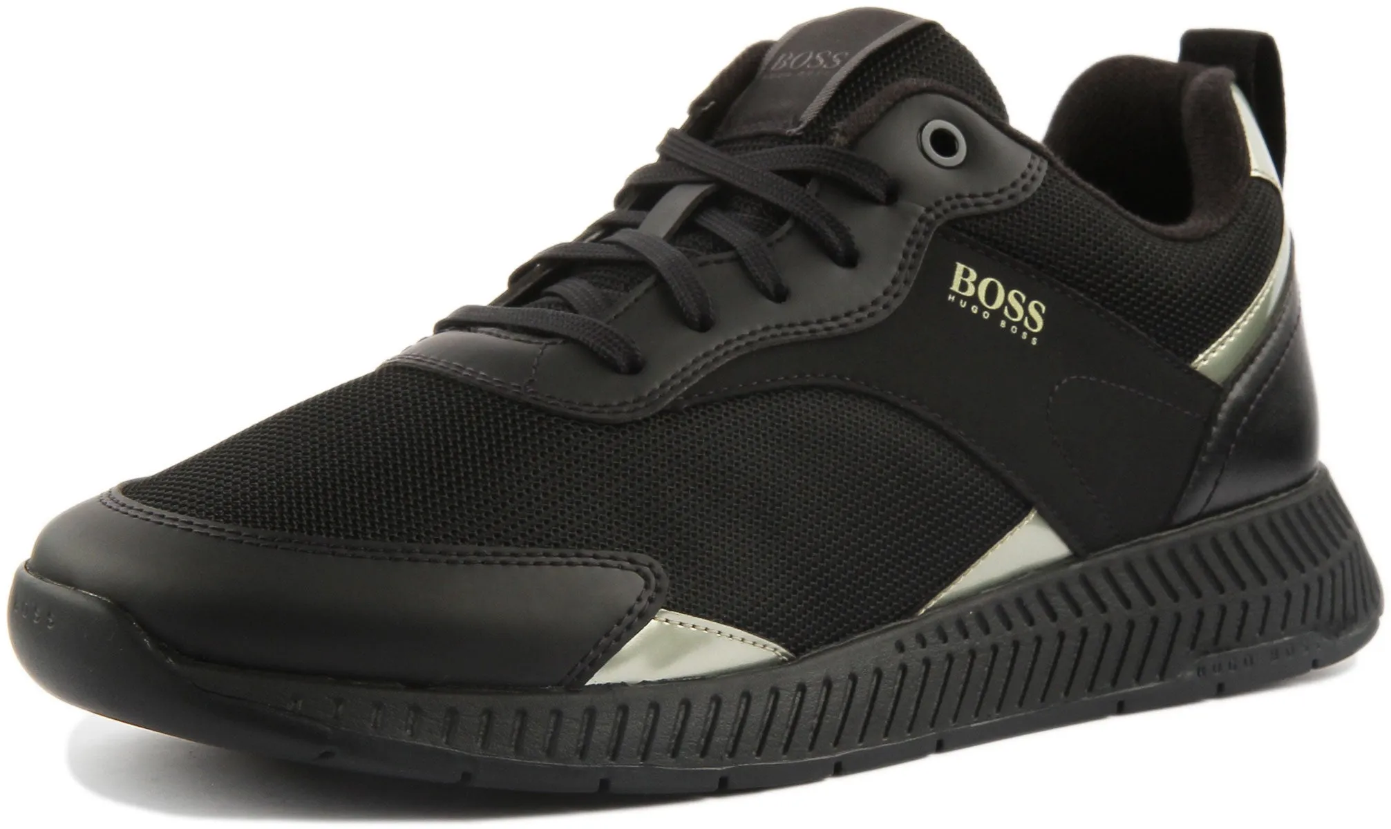 Boss Titanium Trainers In Black Gold For Men