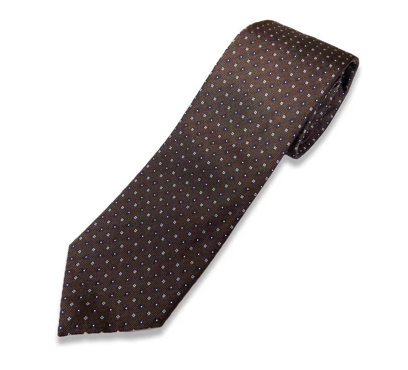 Brown With Blue Flower Silk Tie