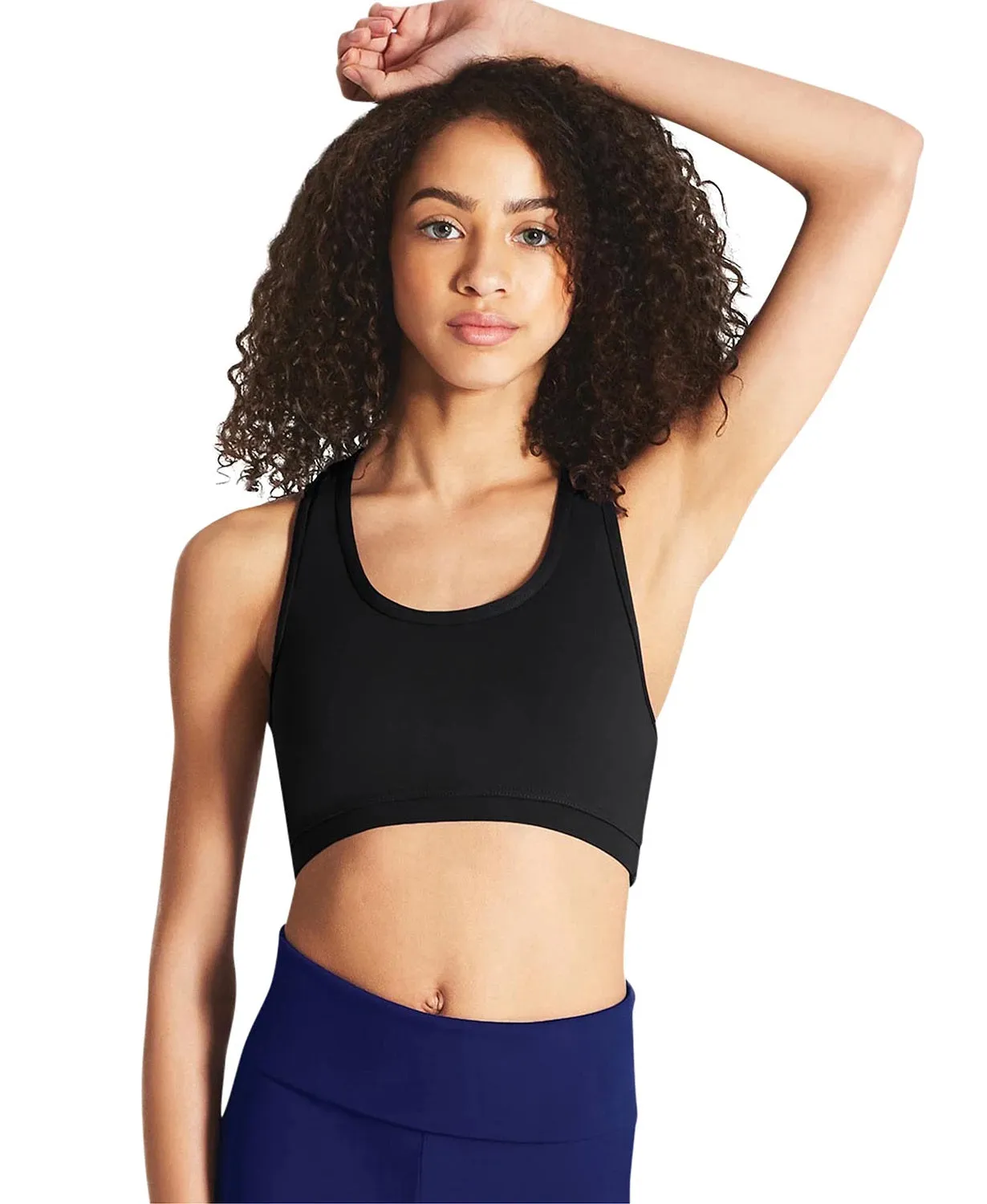 Capezio Women's Scoop Neck Racerback Sports Bras Top, Black, M