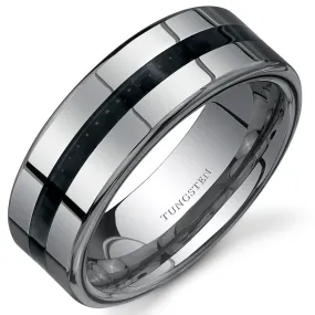 Carbon Fiber 8 mm Mens Tungsten Band Sizes 8.5