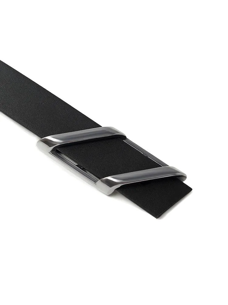 Chic Parallelogram Metal Buckle Leather Women Belt