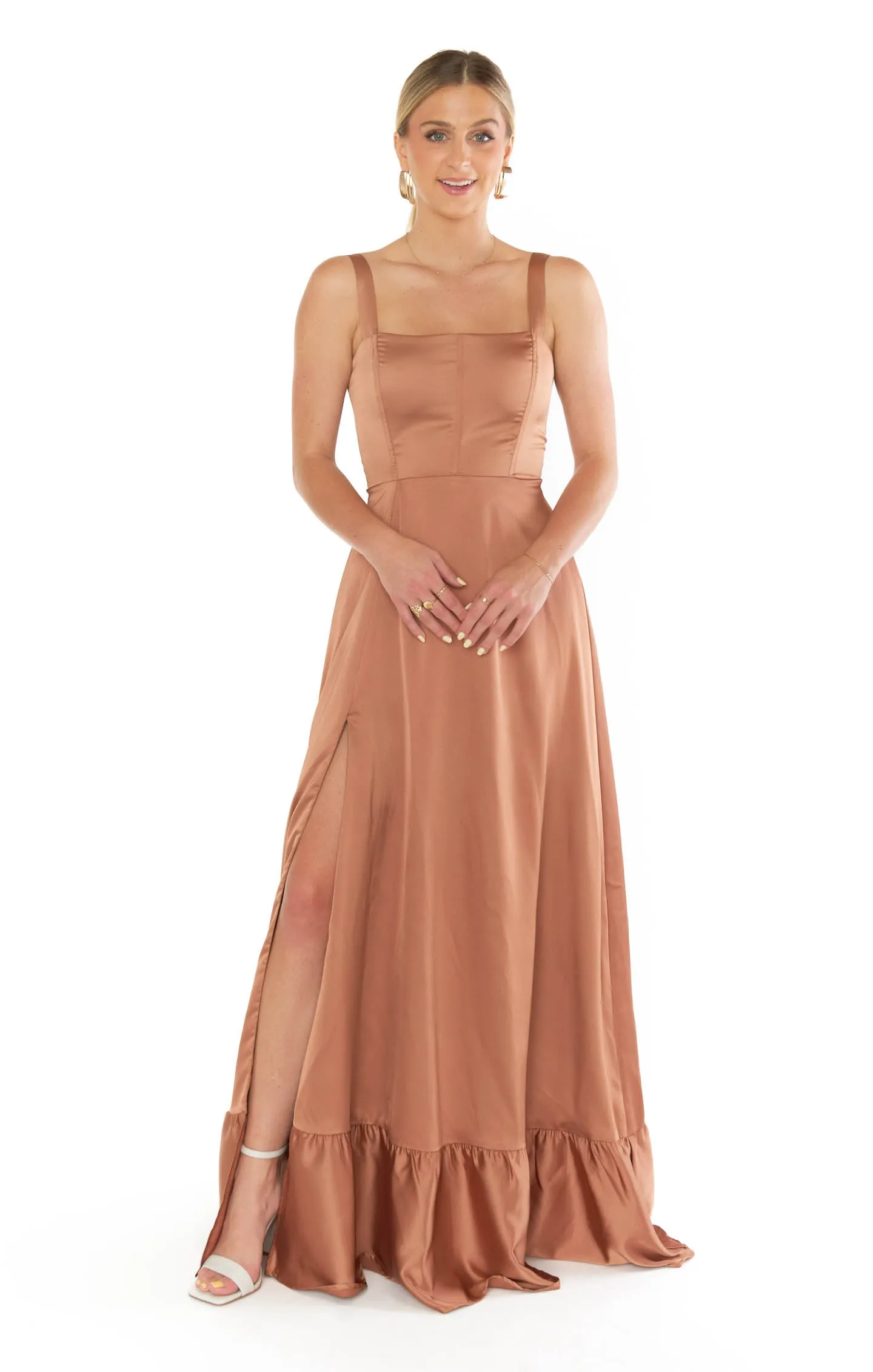 Clarissa Corset Dress ~ Copper Luxe Satin