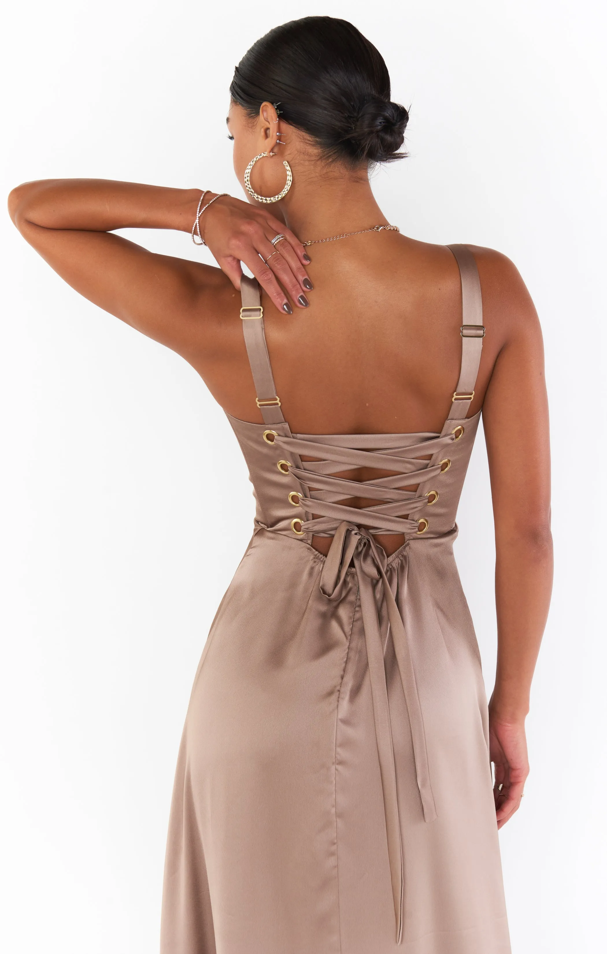 Clarissa Corset Dress ~ Dune Luxe Satin