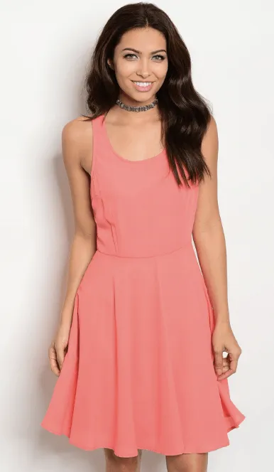 CORAL LACE BACK DRESS