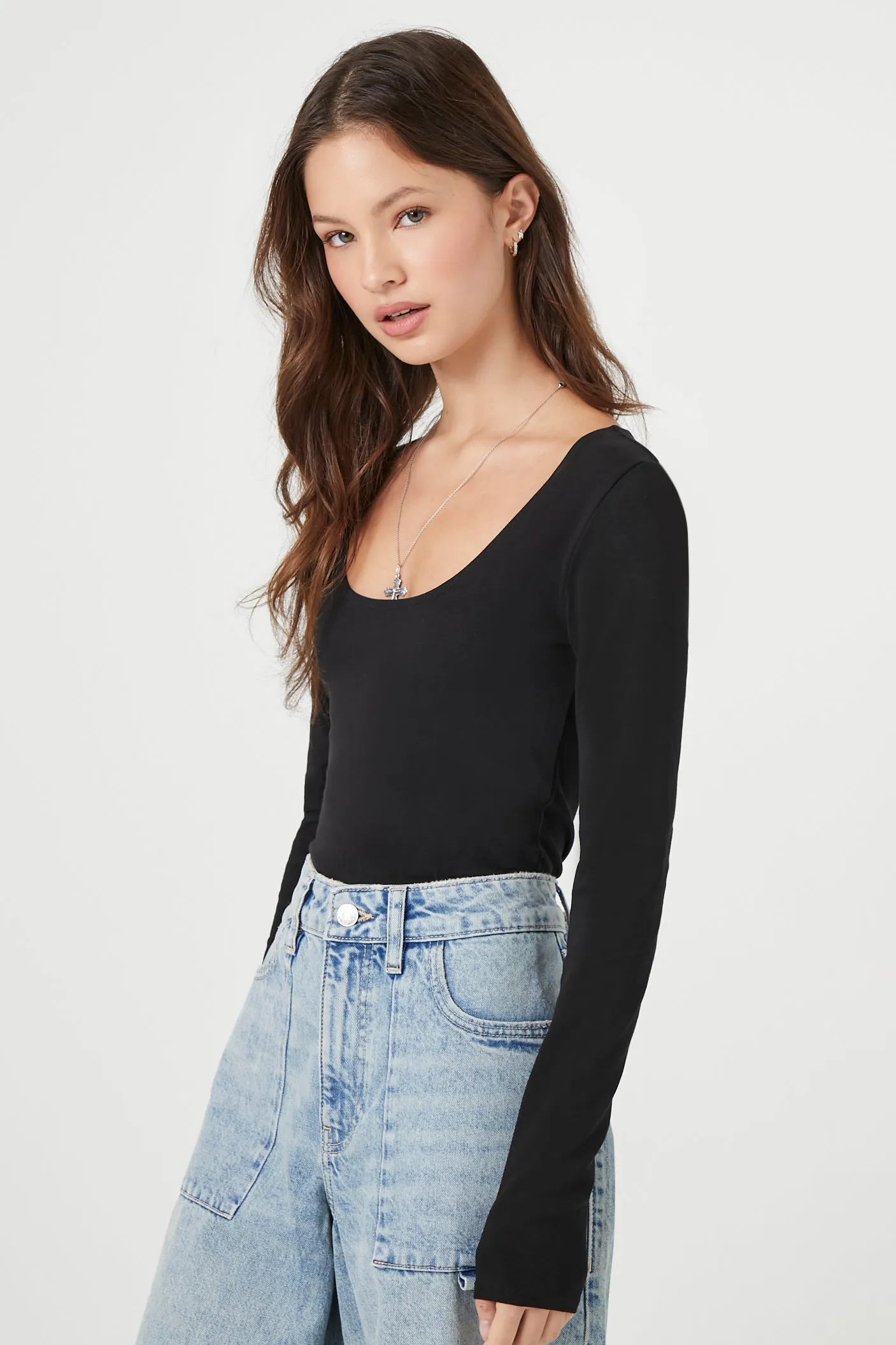 Cotton-Blend Scoop Bodysuit