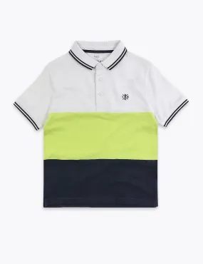 Cotton Block Stripe Polo Shirt