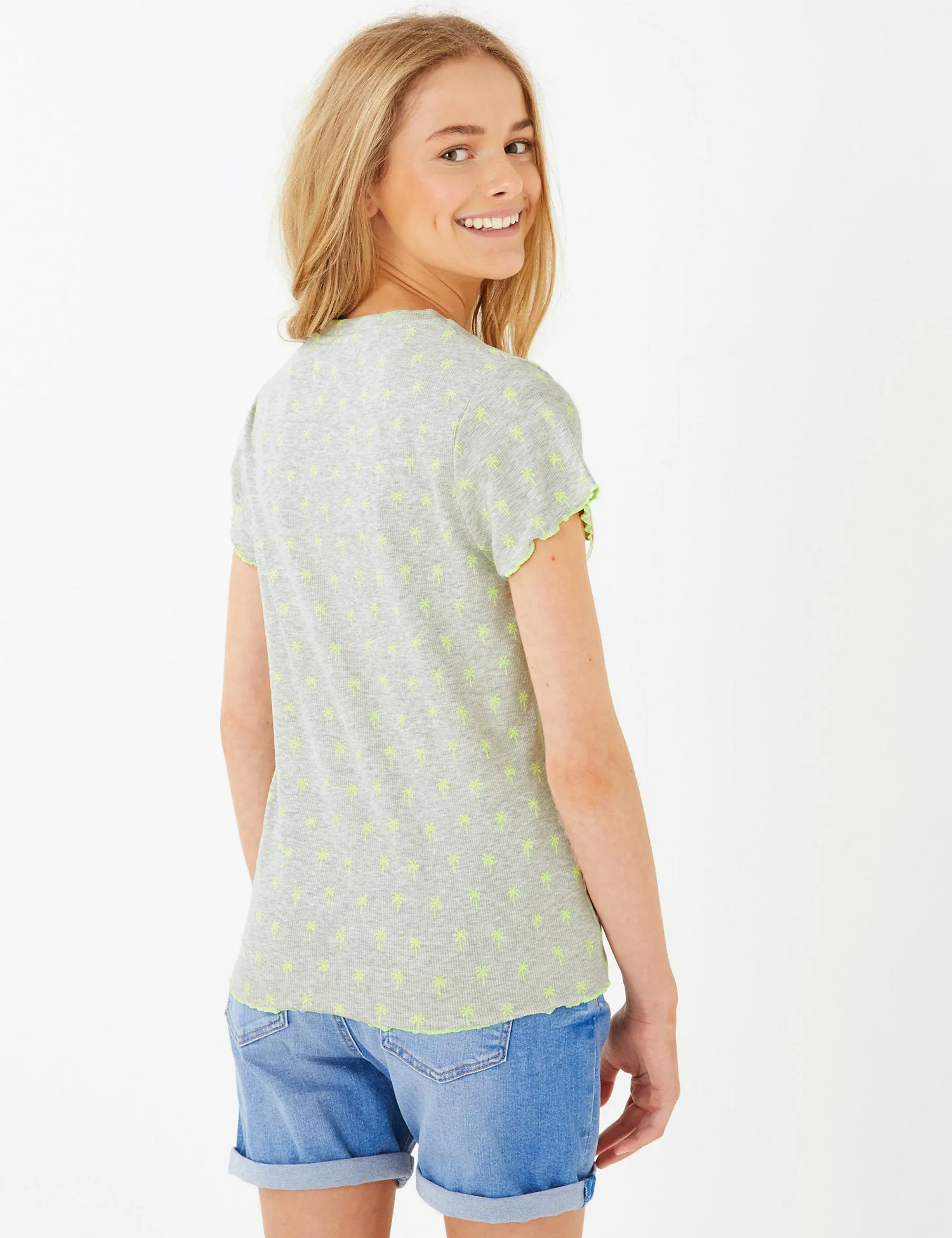 Cotton Palm Print T-Shirt