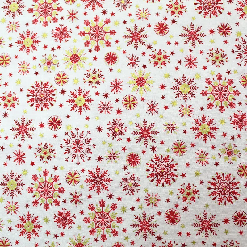 Cream Christmas Cotton - Golden Snowflake