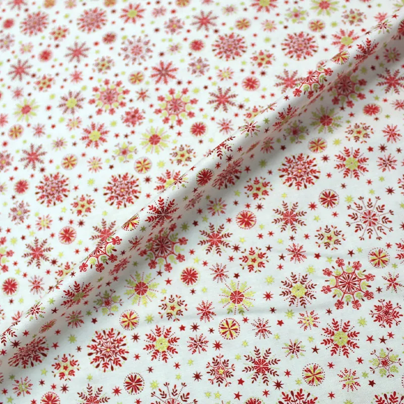 Cream Christmas Cotton - Golden Snowflake