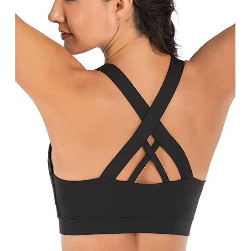 Criss-Cross Back Padded Strappy Sports Bras