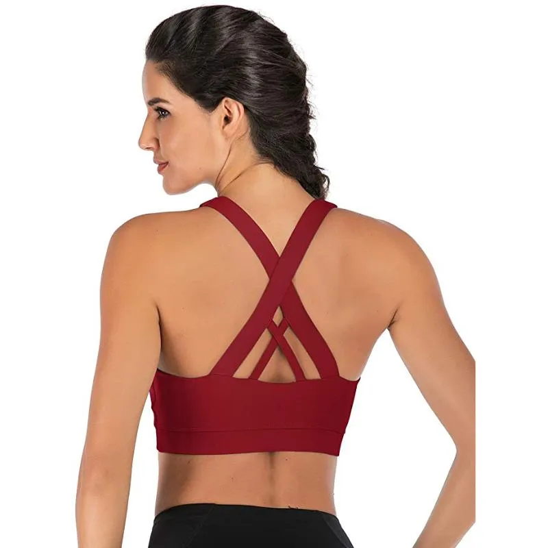 Criss-Cross Back Padded Strappy Sports Bras