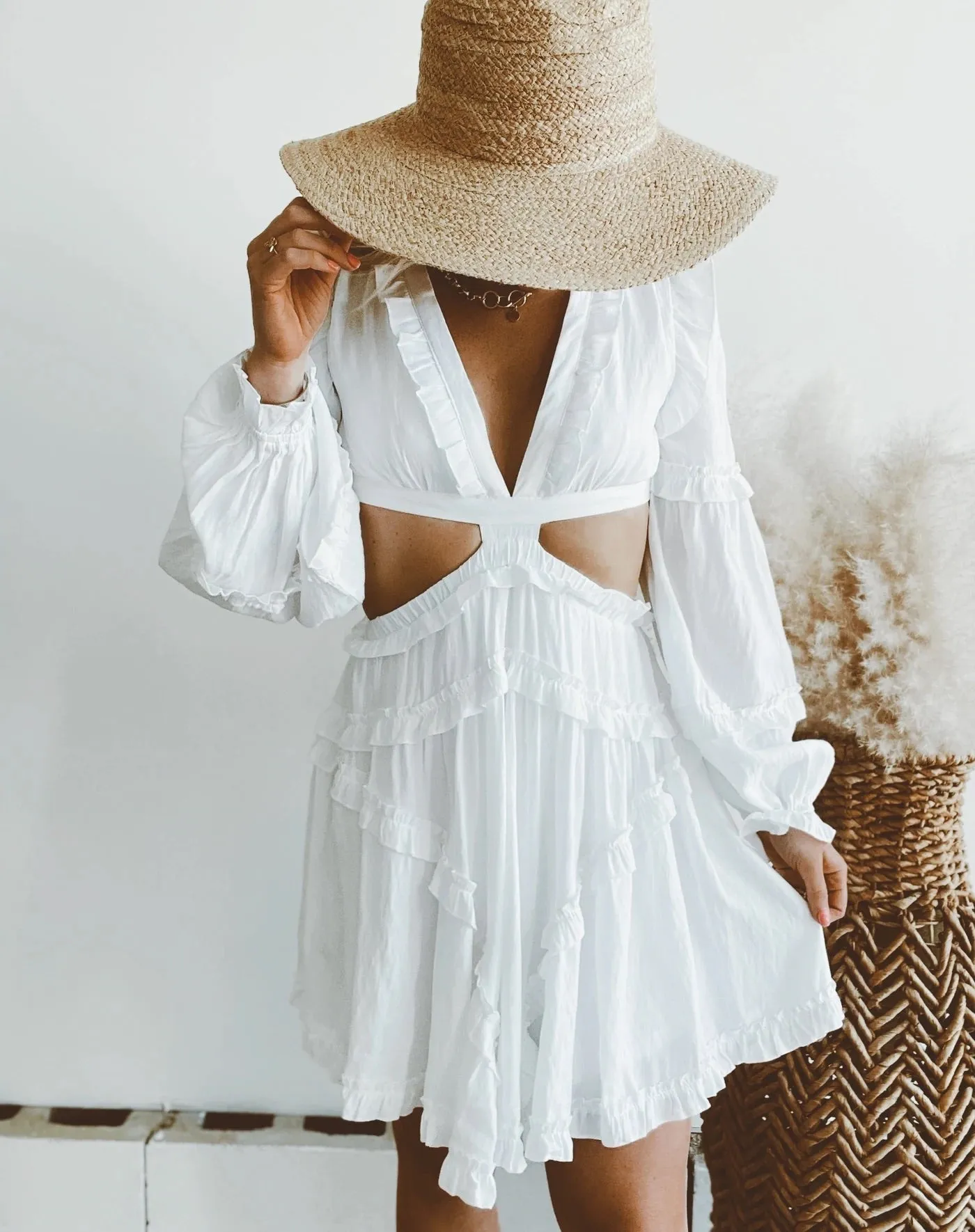 Don’t Take My Man, Jolene White Flowy Cutout Dress