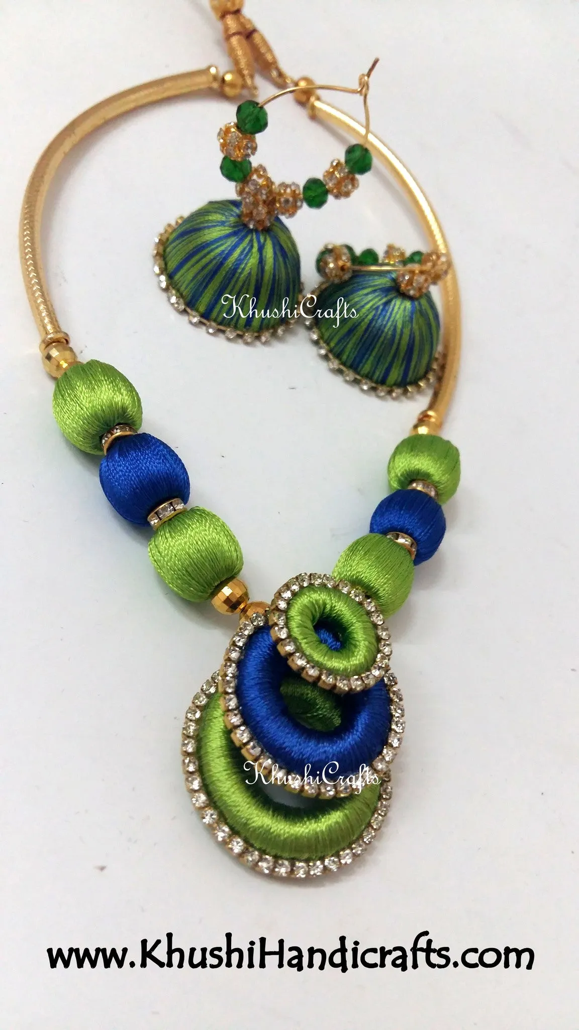 Double coloured Necklaces in Silk thread jewellery