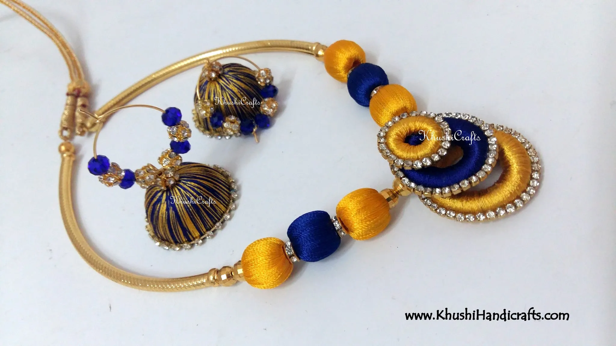 Double coloured Necklaces in Silk thread jewellery