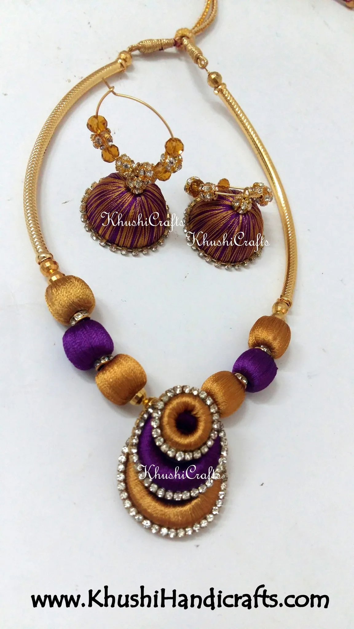 Double coloured Necklaces in Silk thread jewellery