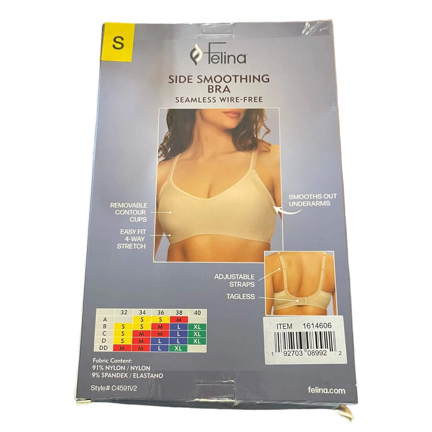 Felina Side Smoothing Seamless Wireless Set of 2 Bras Small