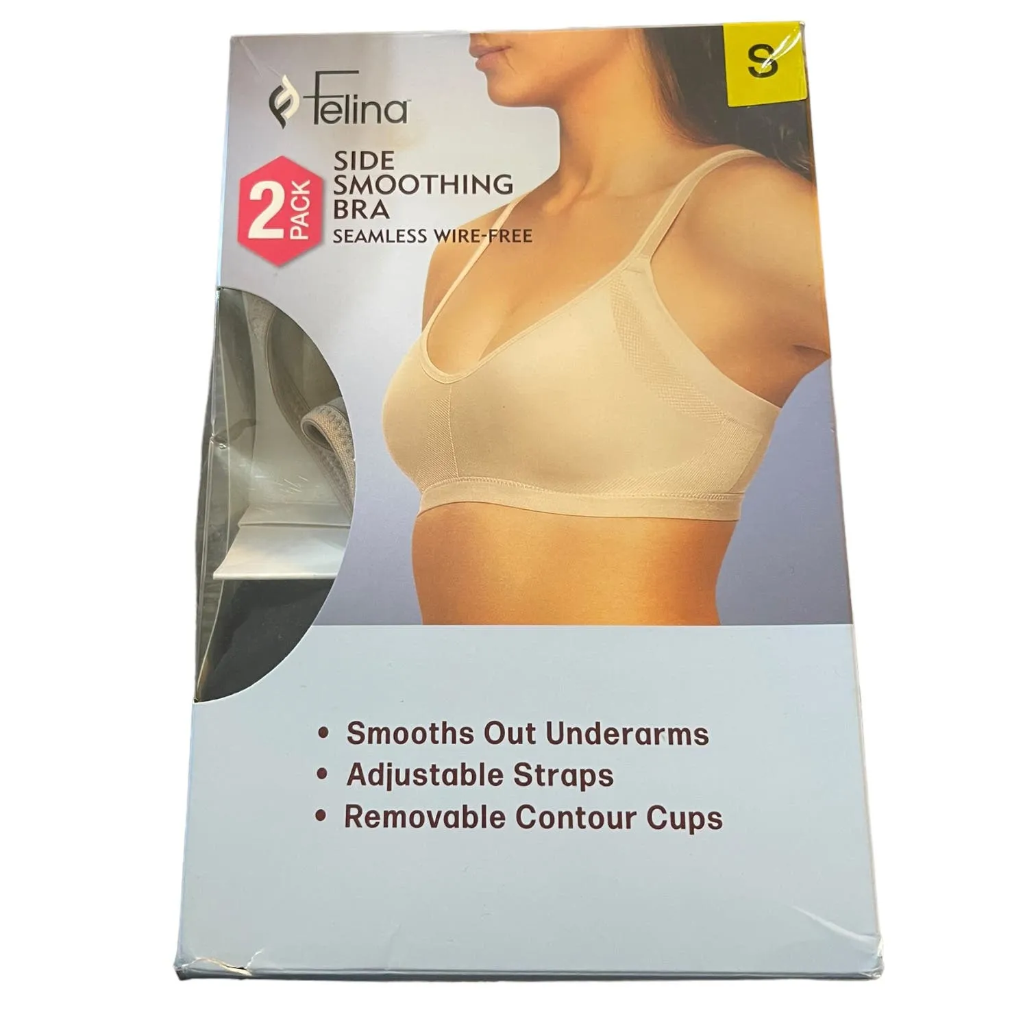 Felina Side Smoothing Seamless Wireless Set of 2 Bras Small