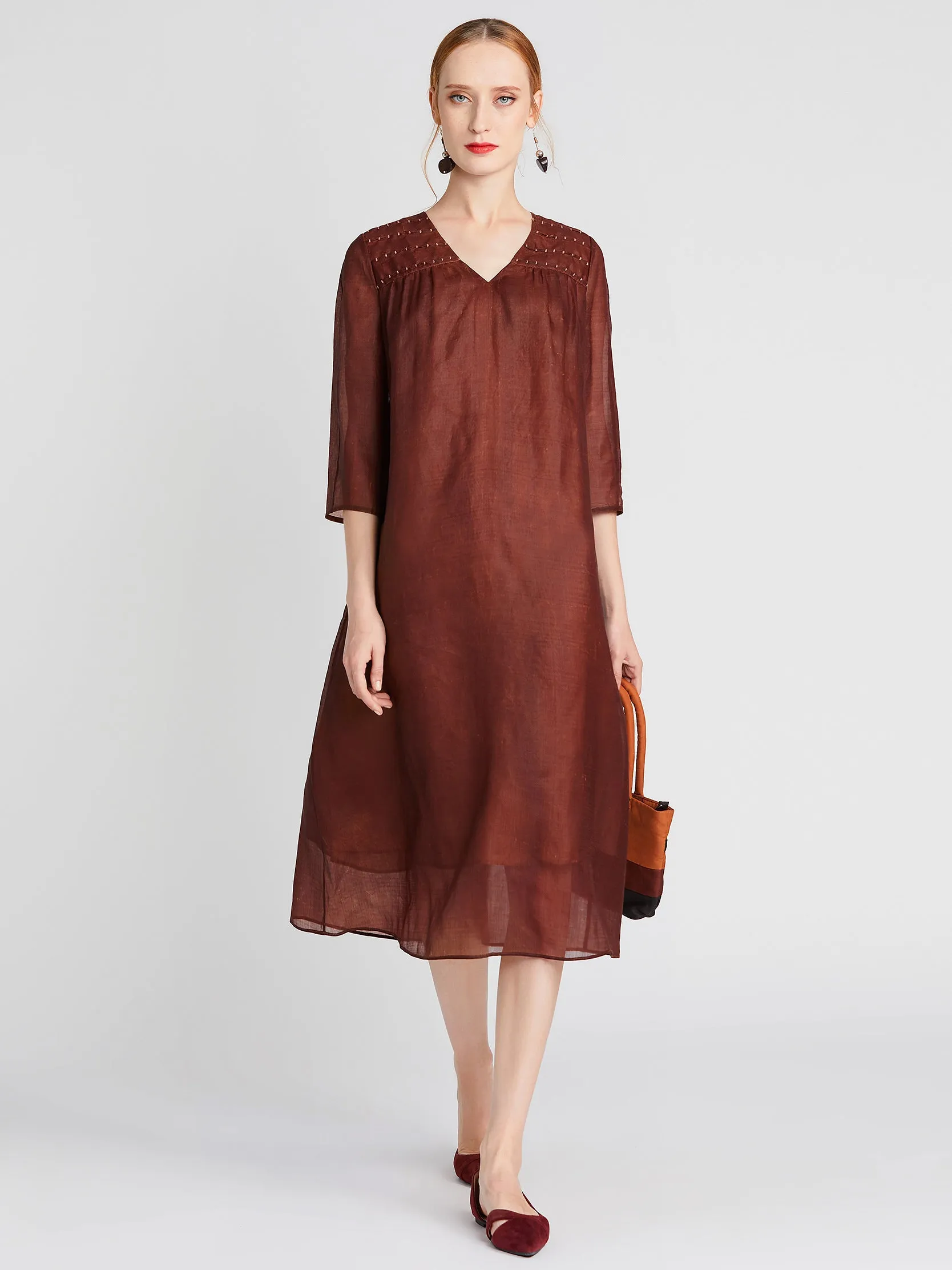 Gambiered Guangdong Silk Dress