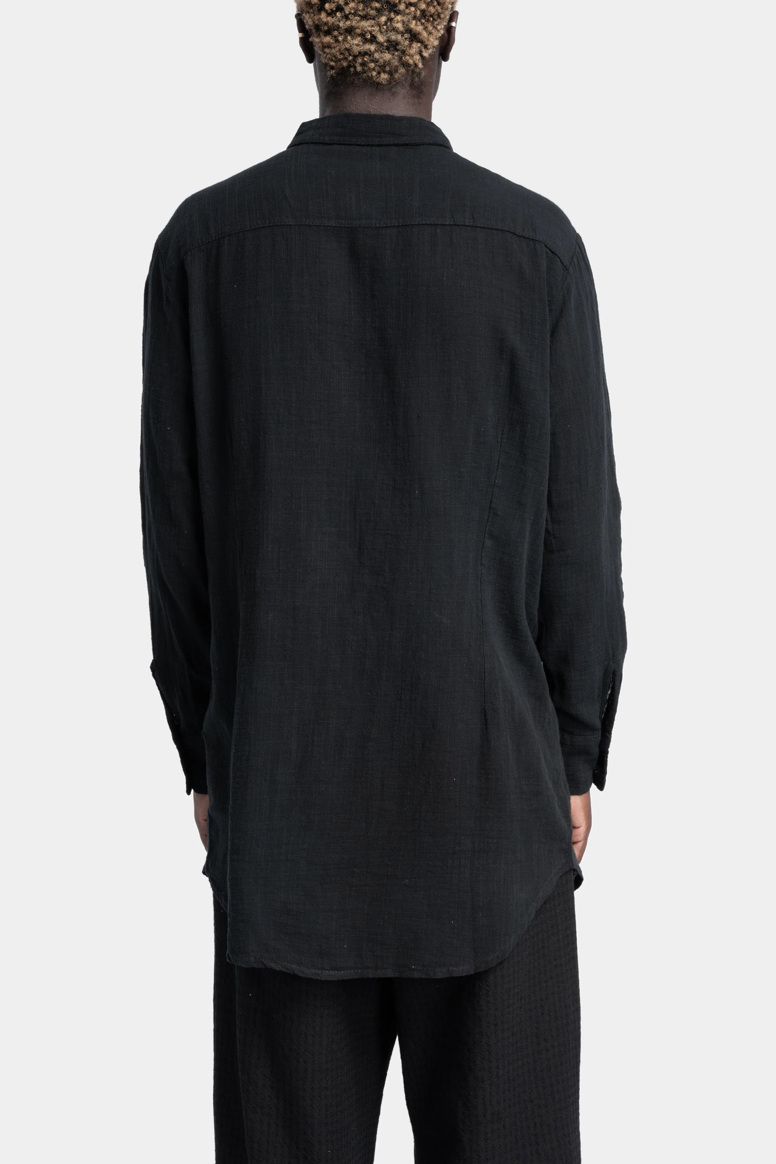 Gauze cotton long shirt, Black