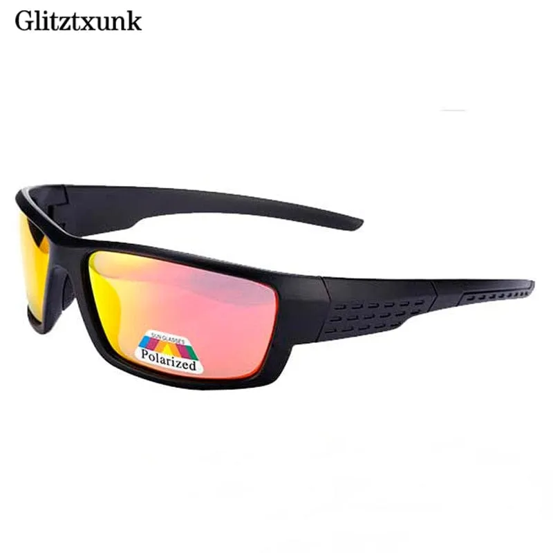 Glitztxunk Polarized Sunglasses Men Brand Designer Square Sports Sun Glasses for Men Driving Black Frame Goggle UV400 okulary