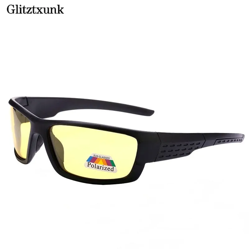 Glitztxunk Polarized Sunglasses Men Brand Designer Square Sports Sun Glasses for Men Driving Black Frame Goggle UV400 okulary