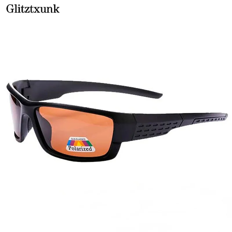 Glitztxunk Polarized Sunglasses Men Brand Designer Square Sports Sun Glasses for Men Driving Black Frame Goggle UV400 okulary