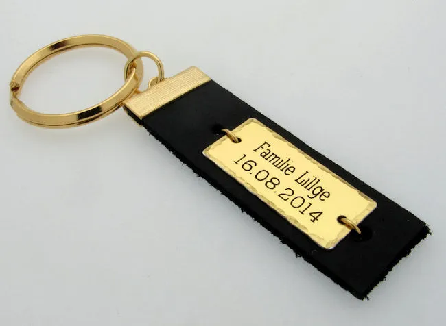 Gold and Leather Custom Keychain for men