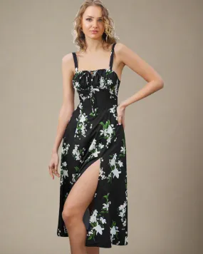 Heidi Black Floral Corset Summer Dress