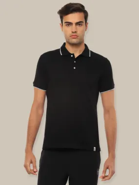 Hummel Mens Black B2B Cotton Polo Shirt with Tipping