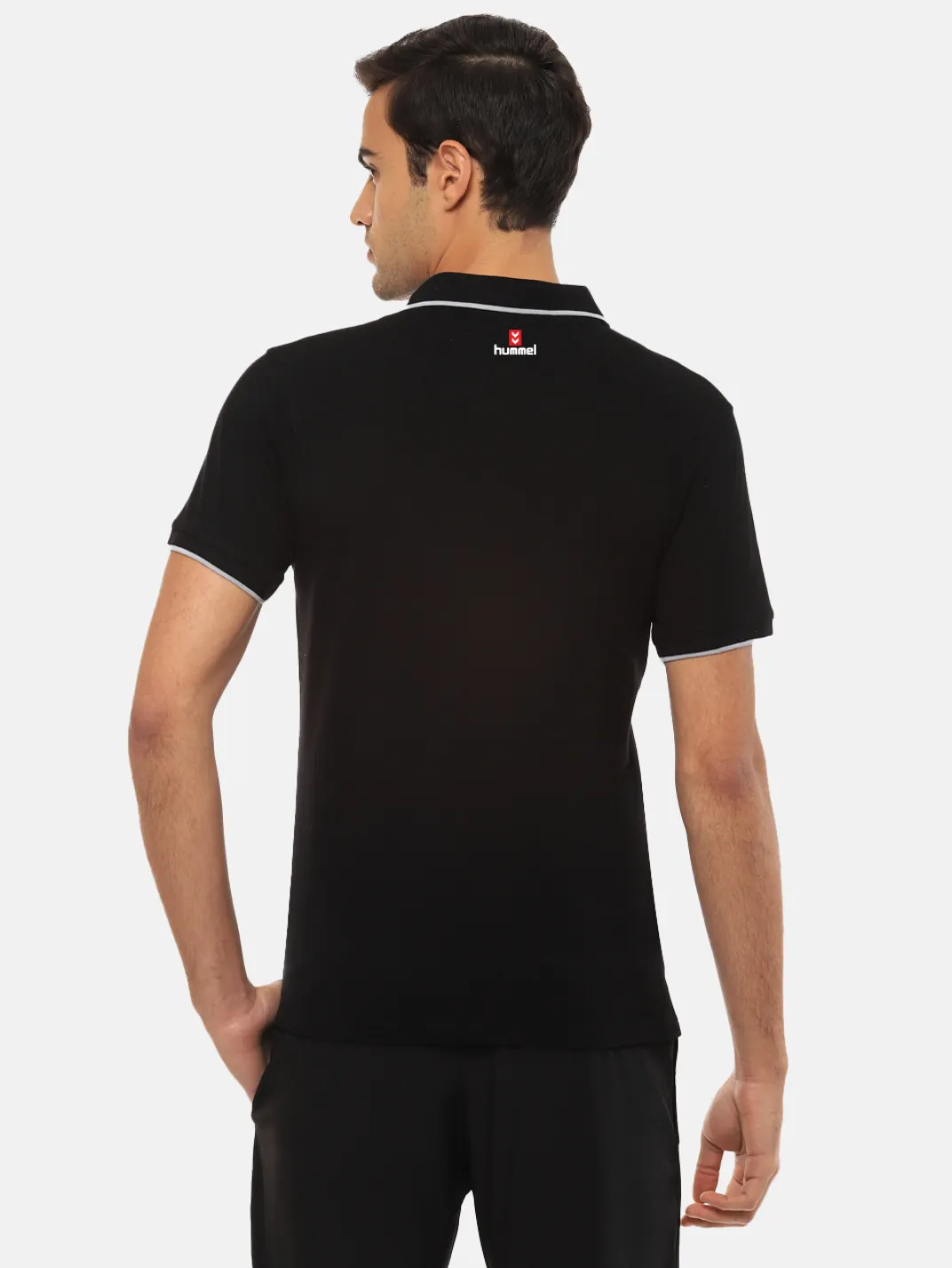 Hummel Mens Black B2B Cotton Polo Shirt with Tipping