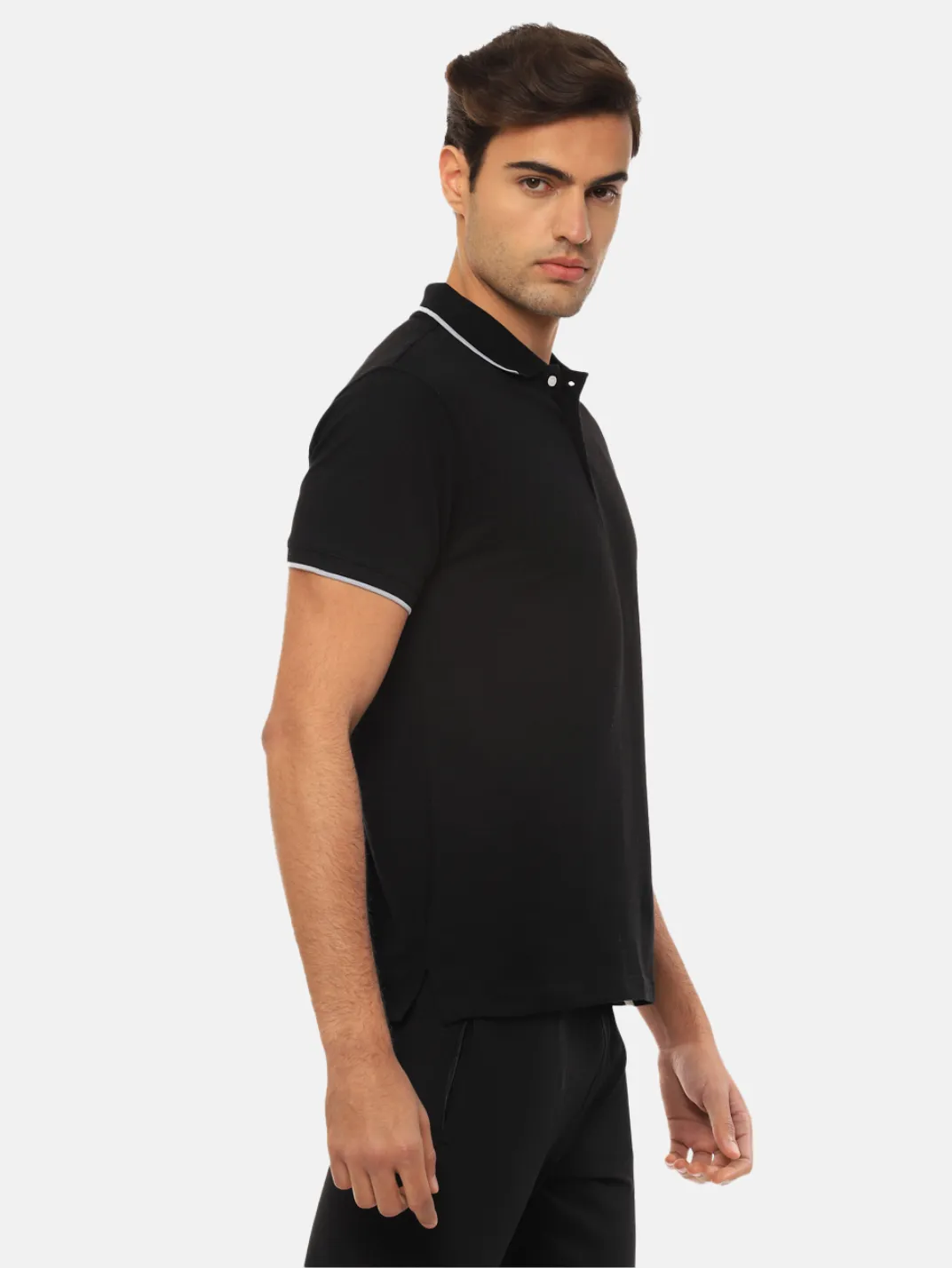 Hummel Mens Black B2B Cotton Polo Shirt with Tipping